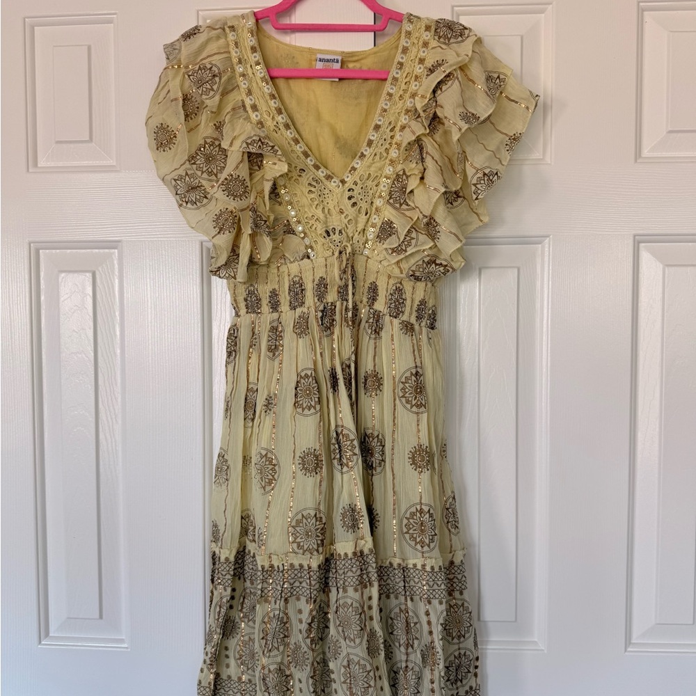 Ananta Embellished yellow gold Mini Dress